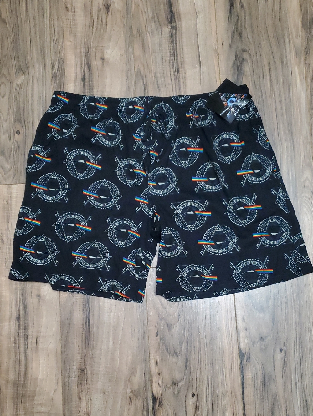 Pink Floyd Black Boxer Shorts Sleepwear with Rainbow Accent